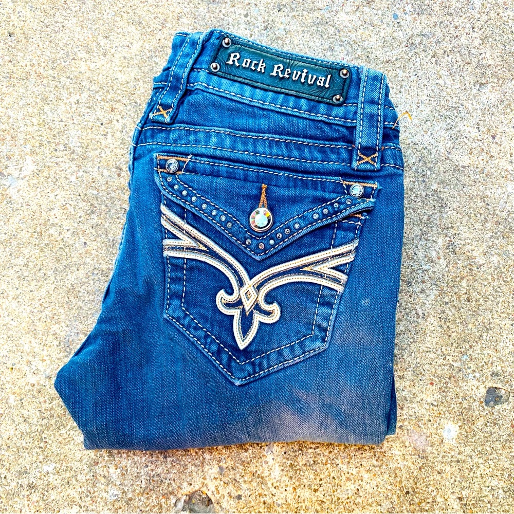 Rock Revival | Dark Wash Distressed Denim Jamie Boot Jeans 26
